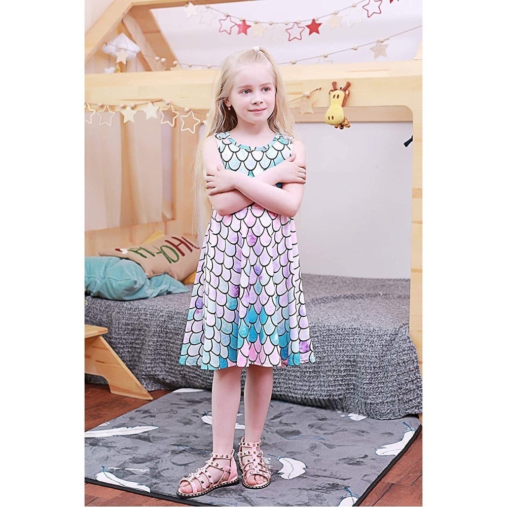 Vibrant Space and Mermaid Kids Dress Set - Picture 11 of 15
